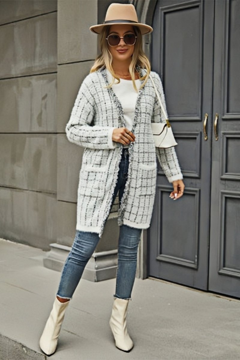 Pate Pocketed Knit Cardigan - Grey-ROVOLE