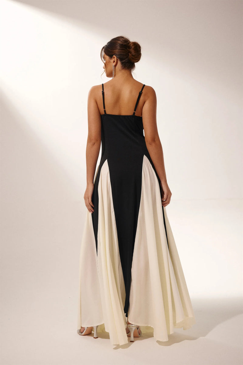 Griselda Color Block Maxi Slip Dress-ROVOLE
