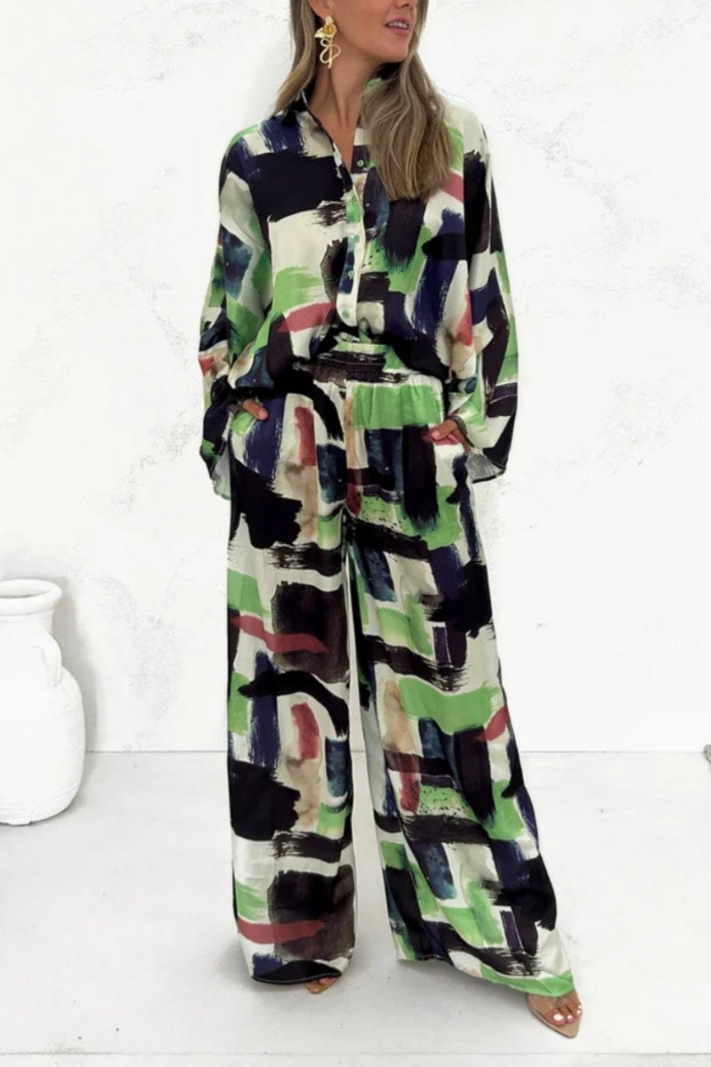 Summer Vacay Print Elastic Waist Pocketed Set-ROVOLE