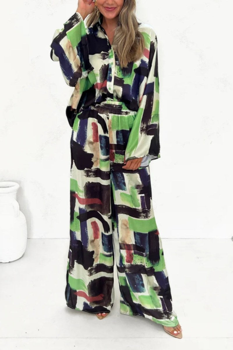 Summer Vacay Print Elastic Waist Pocketed Set-ROVOLE