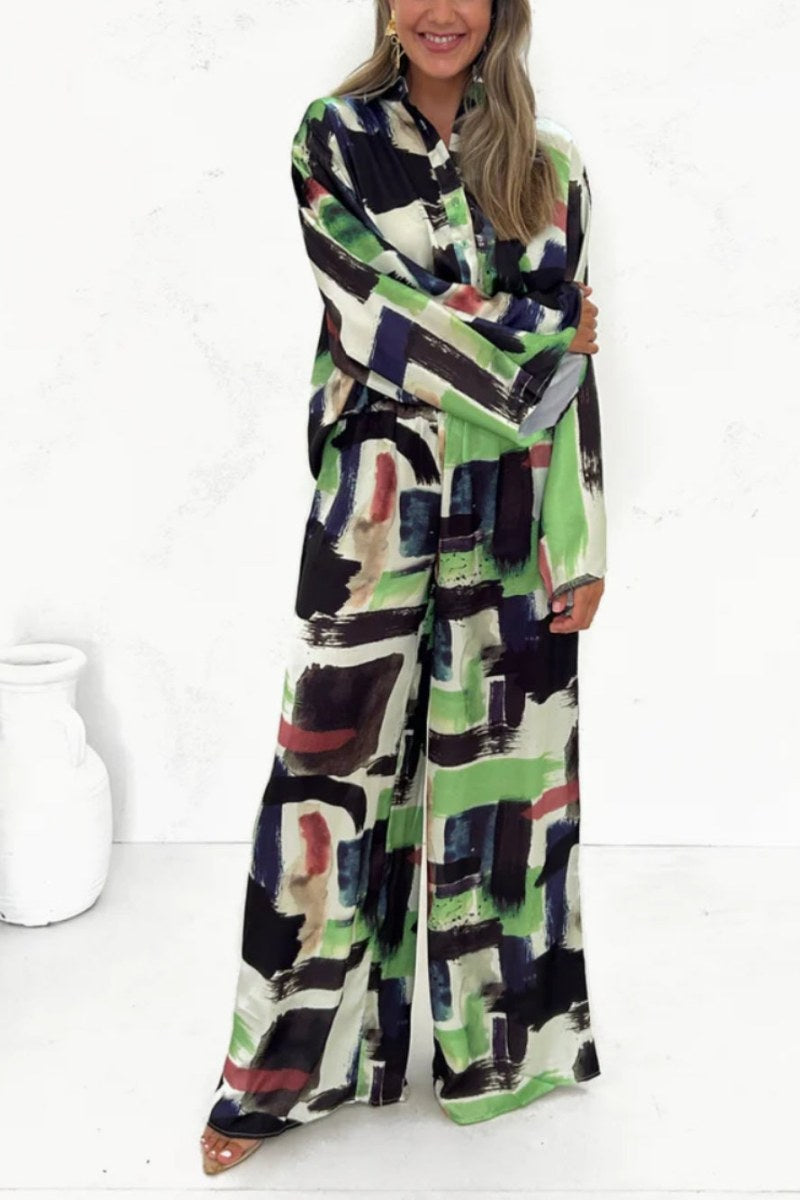 Summer Vacay Print Elastic Waist Pocketed Set-ROVOLE