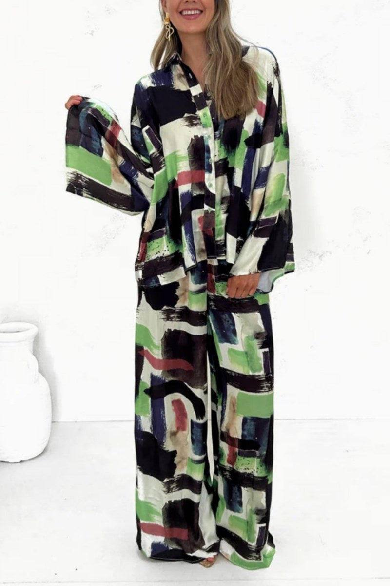 Summer Vacay Print Elastic Waist Pocketed Set-ROVOLE