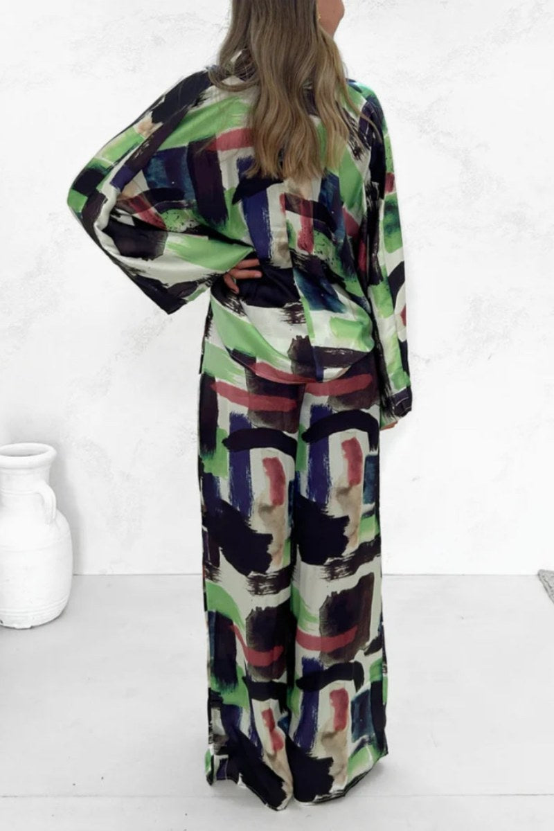 Summer Vacay Print Elastic Waist Pocketed Set-ROVOLE