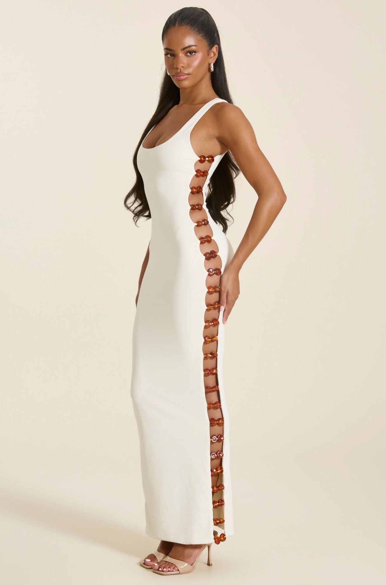 Chain‑Link Cutout Maxi Dress