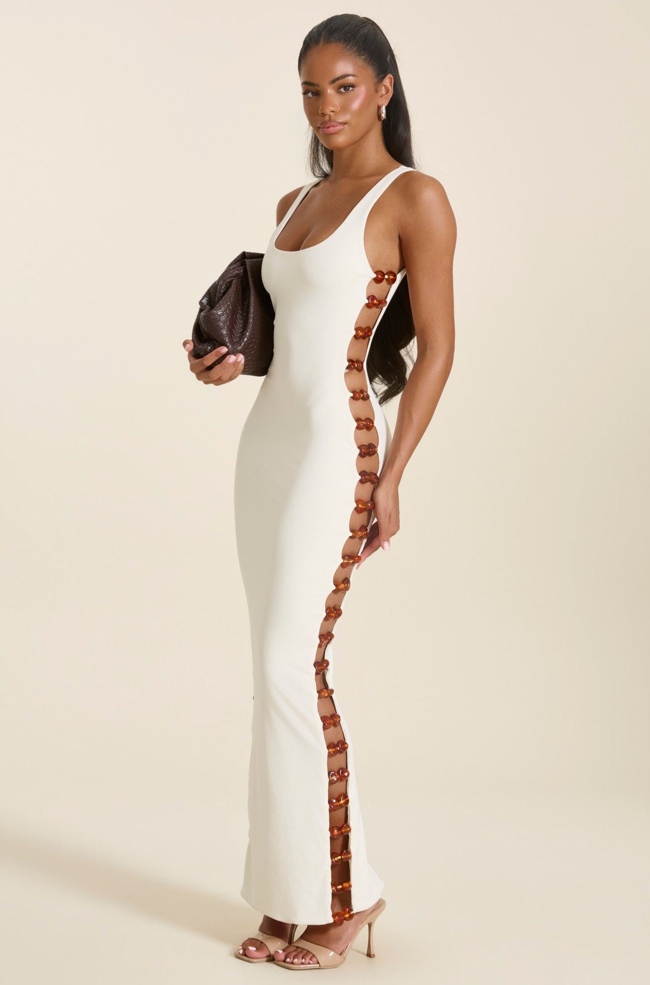 Chain‑Link Cutout Maxi Dress