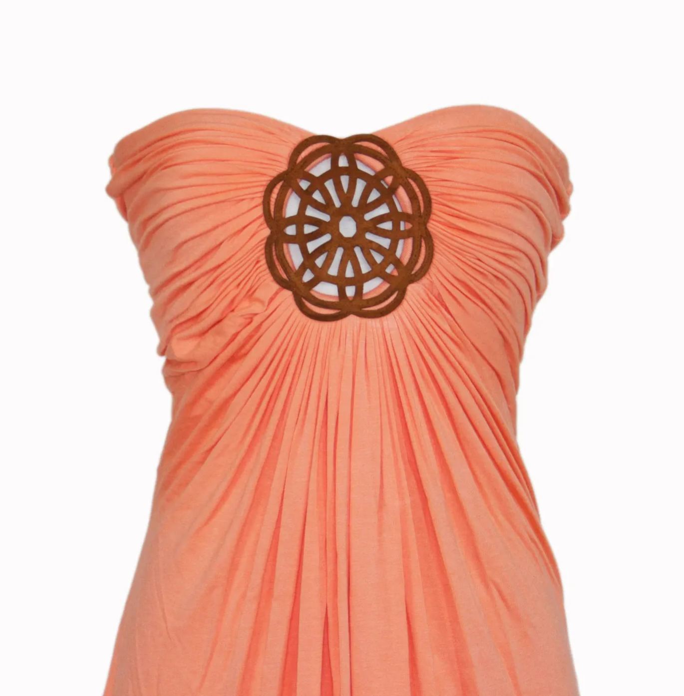 Ruched Medallion Strapless Mini Dress