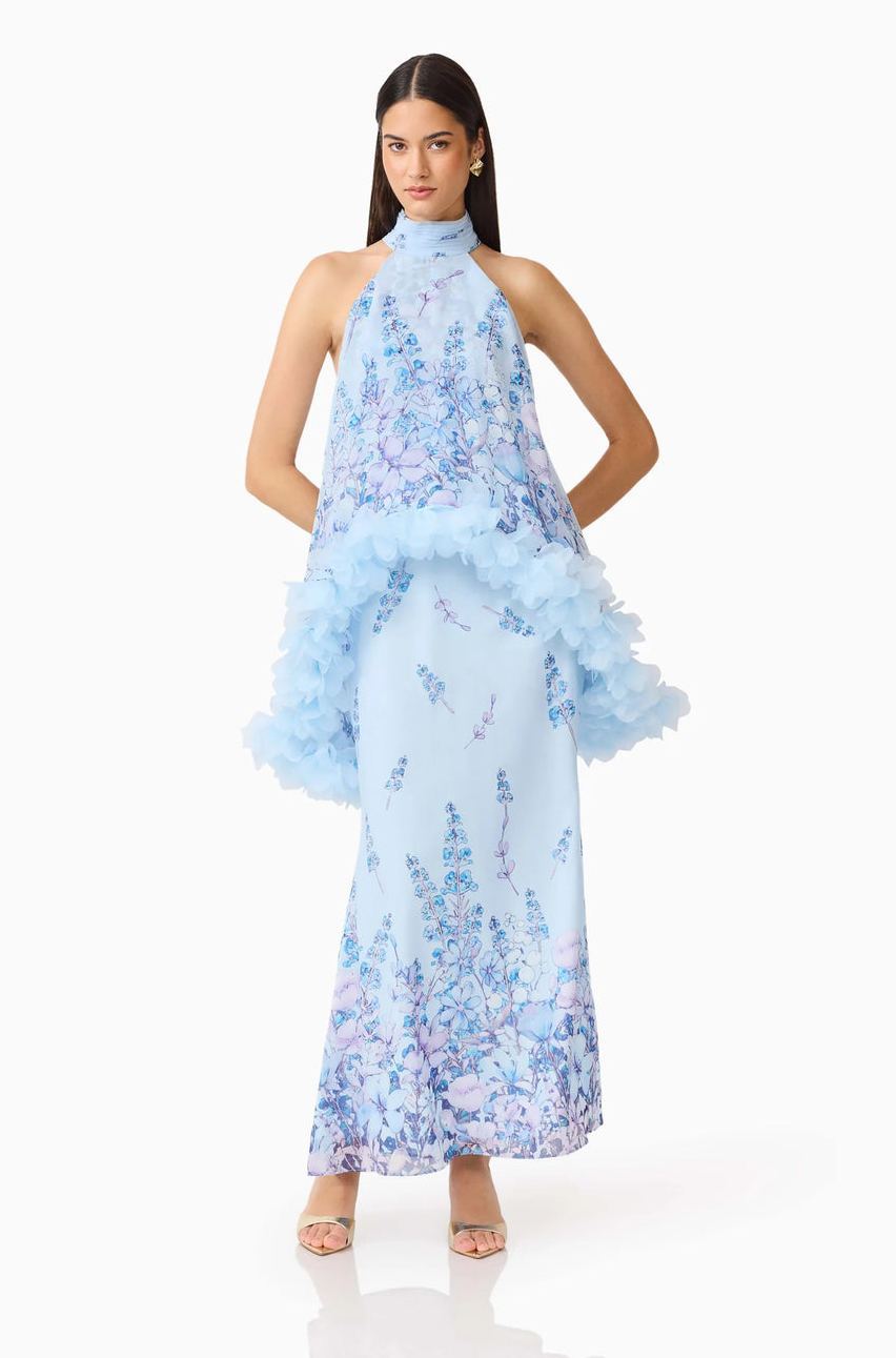 Floral Halter Top & Maxi Skirt Set