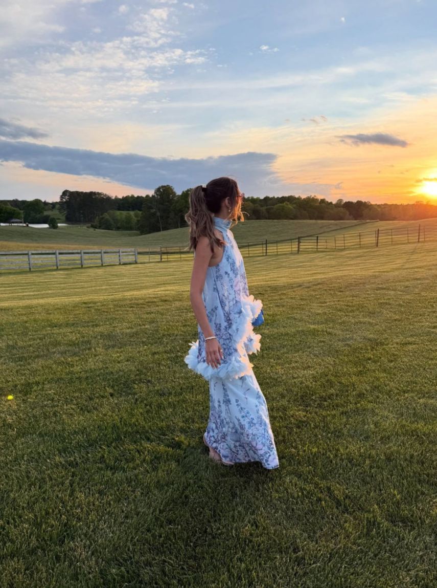 Floral Halter Top & Maxi Skirt Set
