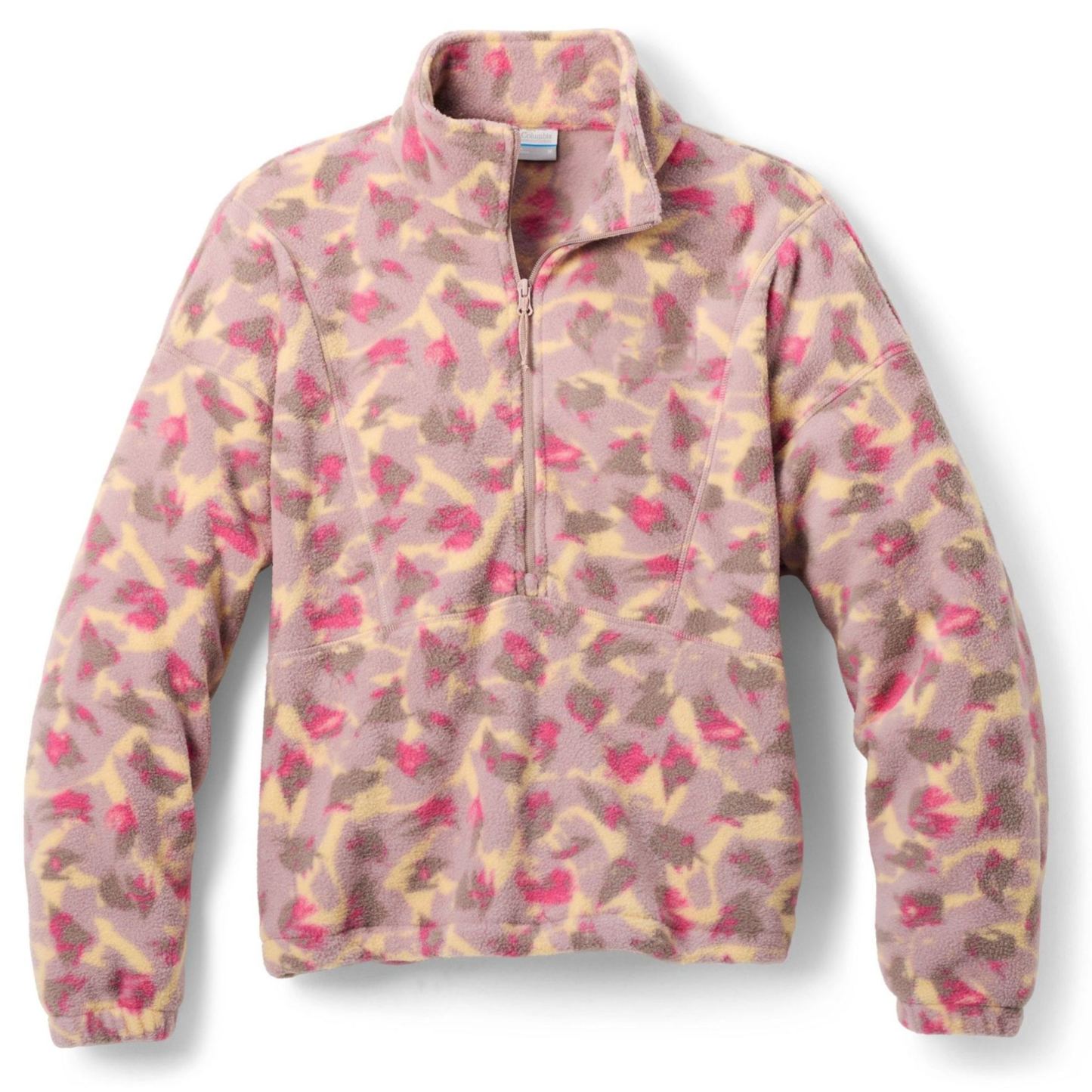 Patchwork Plaid Half-Zip Fleece Pullover