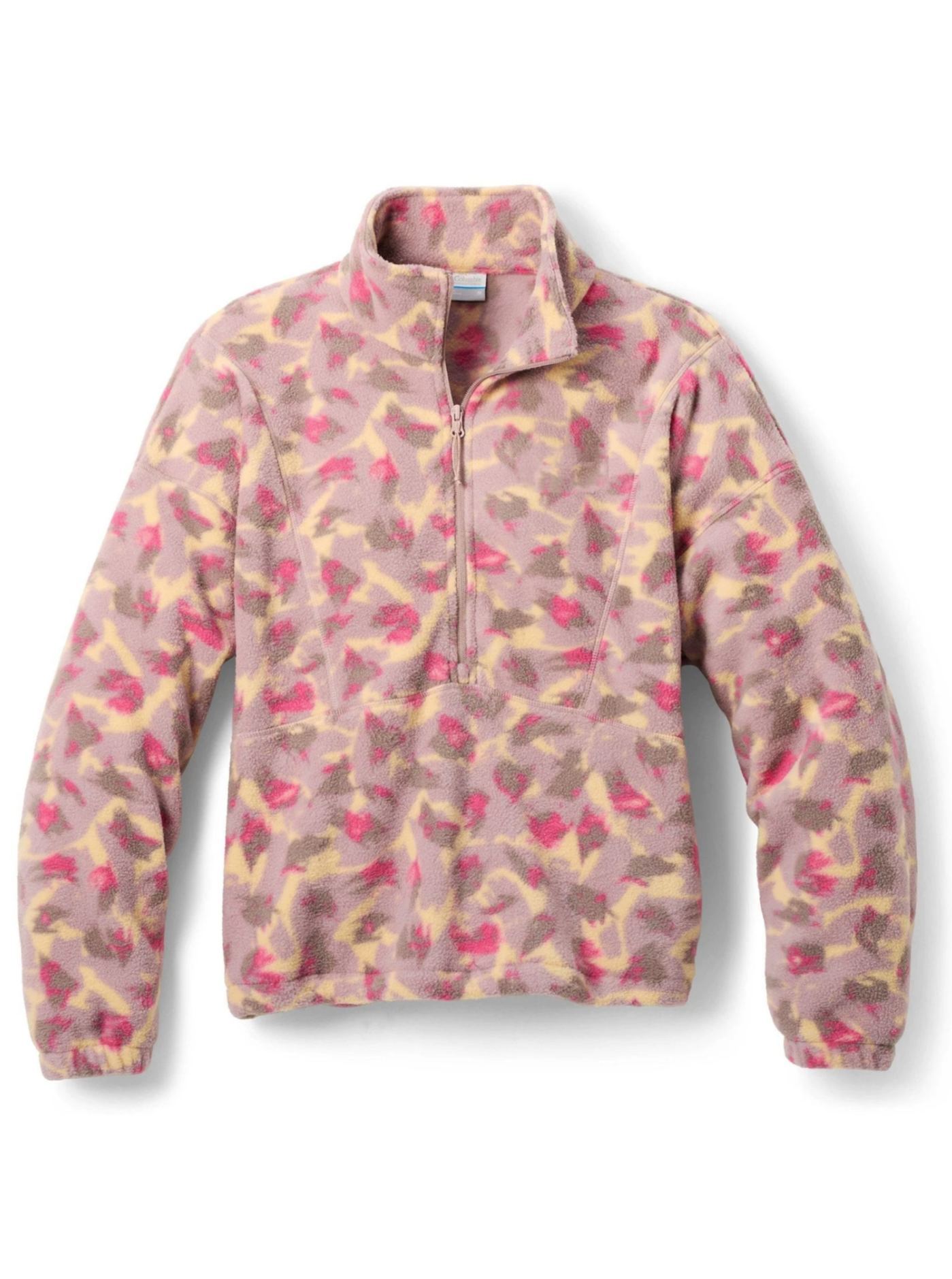 Patchwork Plaid Half-Zip Fleece Pullover