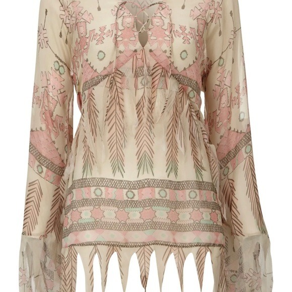 Vacay Tie-Front Sheer Boho Blouse