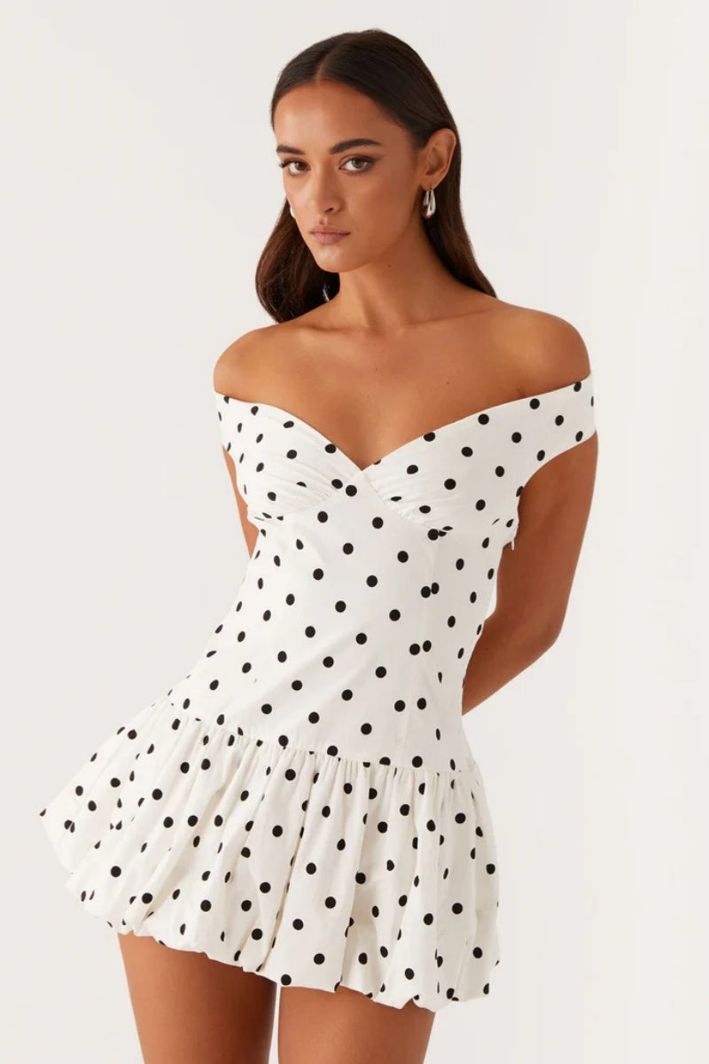 Endless Romance Off Shoulder Mini Dress-ROVOLE