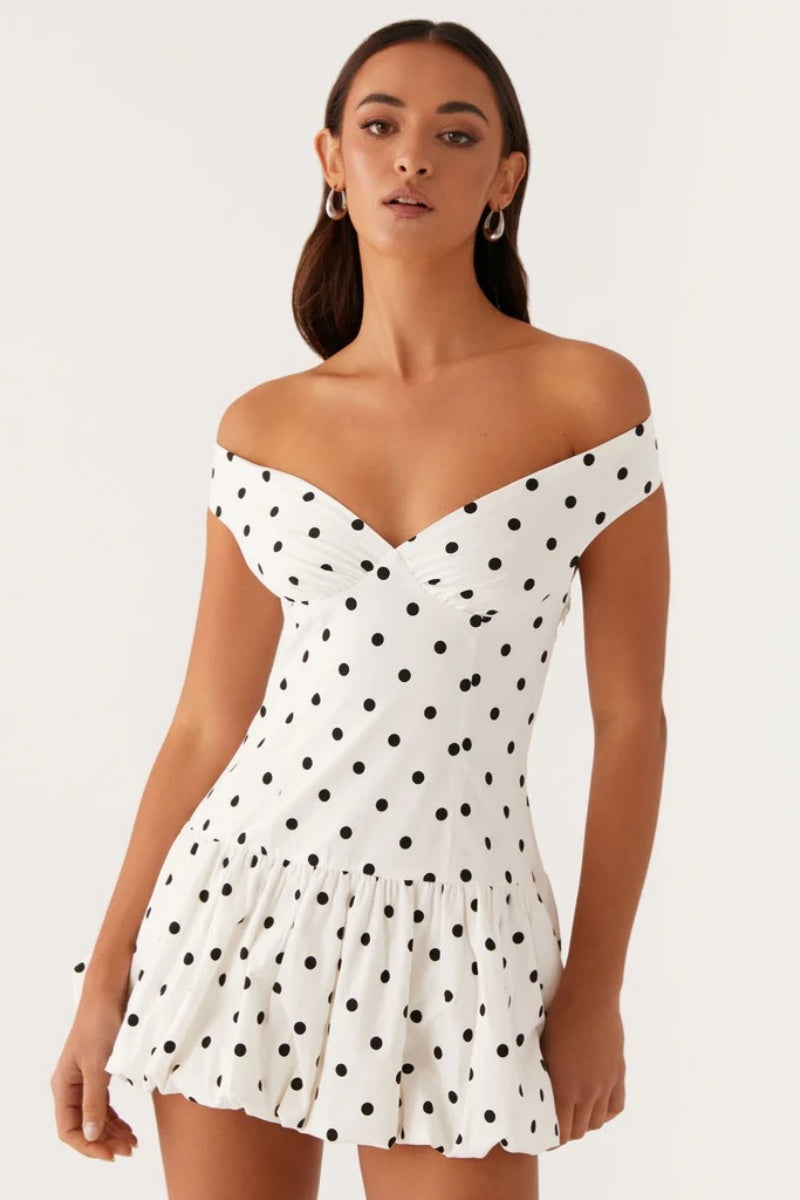 Endless Romance Off Shoulder Mini Dress-ROVOLE