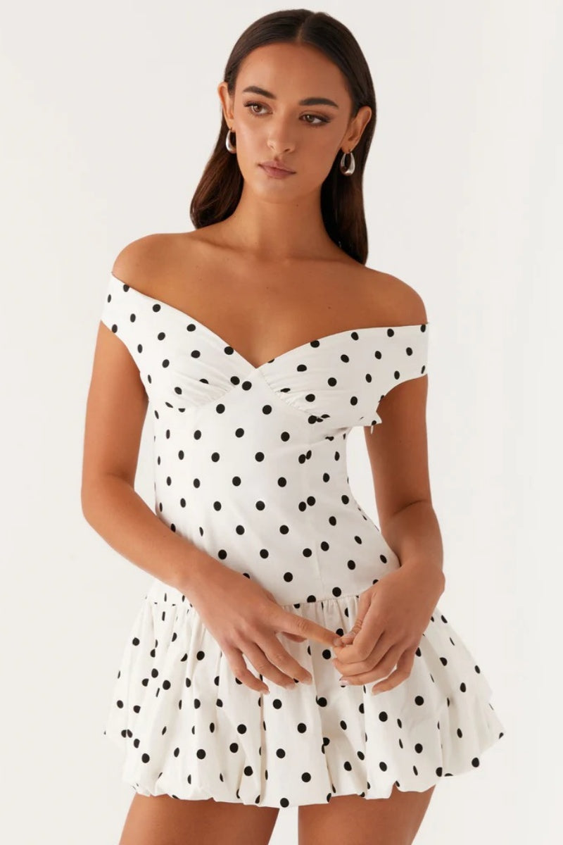 Endless Romance Off Shoulder Mini Dress-ROVOLE