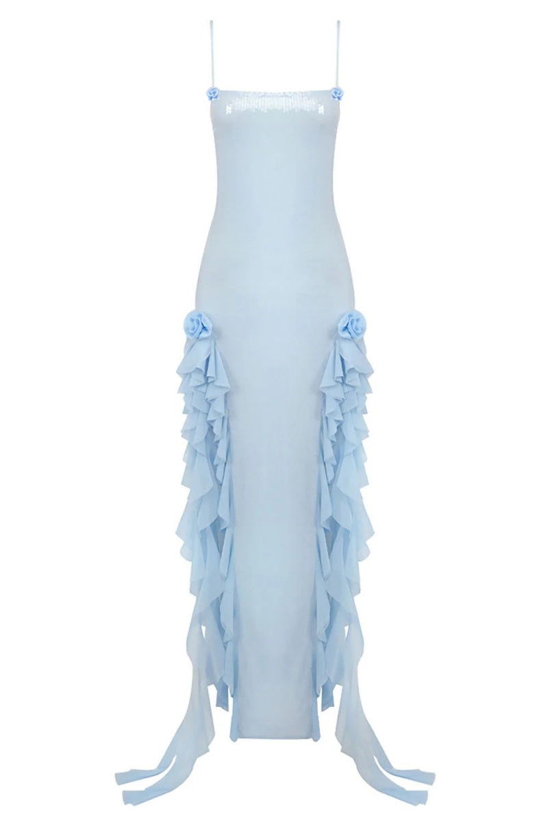 Magnetic Sensation Sequin Ruffled Maxi Dress-ROVOLE