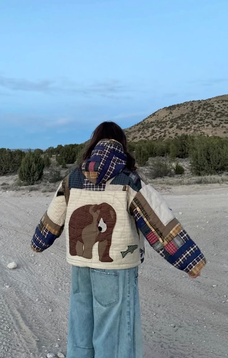 Patchwork Fish Applique Quilted Hooded Jacket