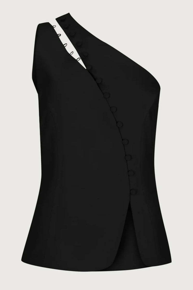 Ascent One-Shoulder Button Detail Top-ROVOLE