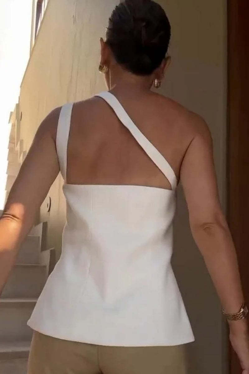 Ascent One-Shoulder Button Detail Top-ROVOLE