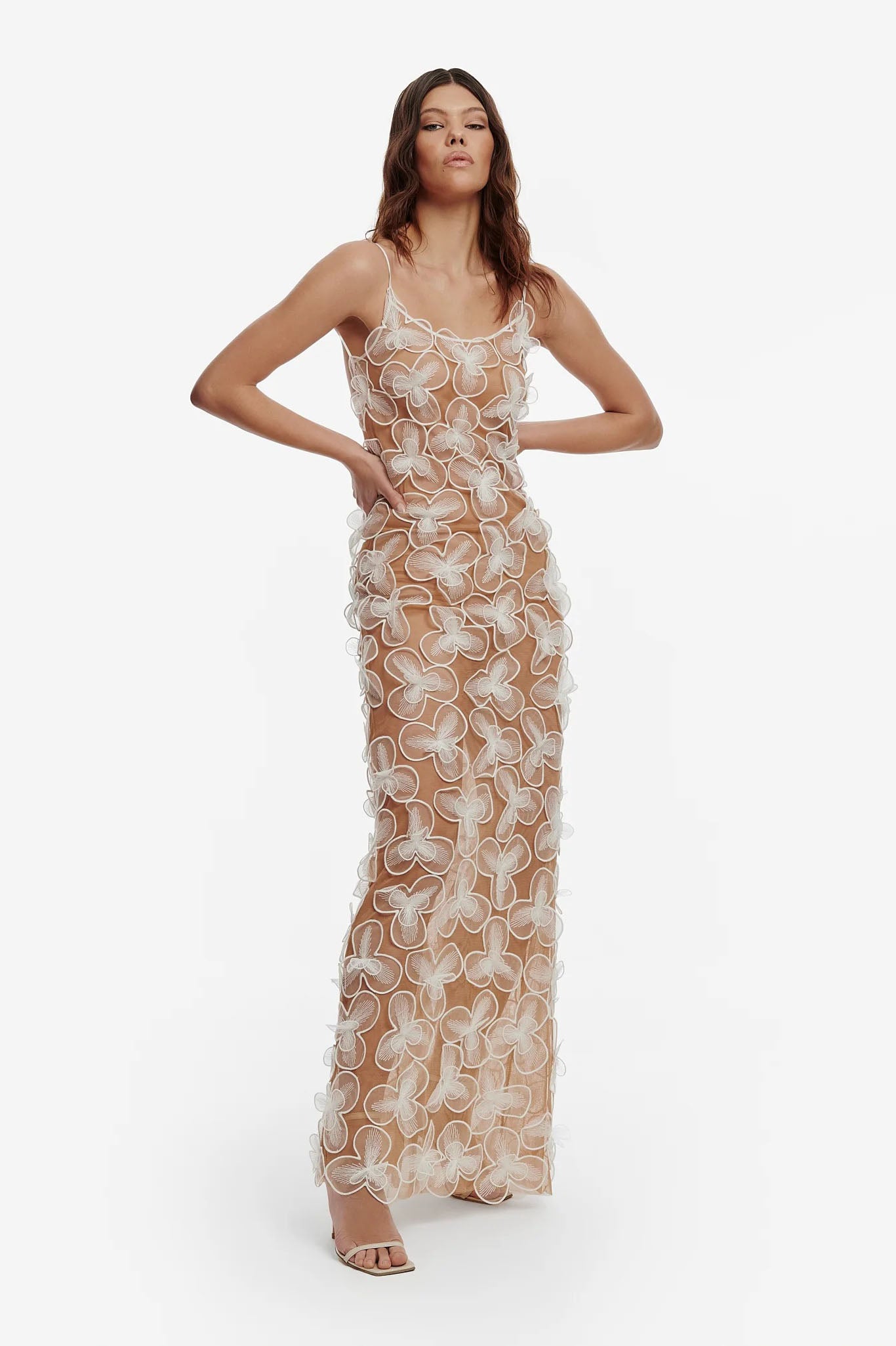 Astrid Midi Dress in White-ROVOLE