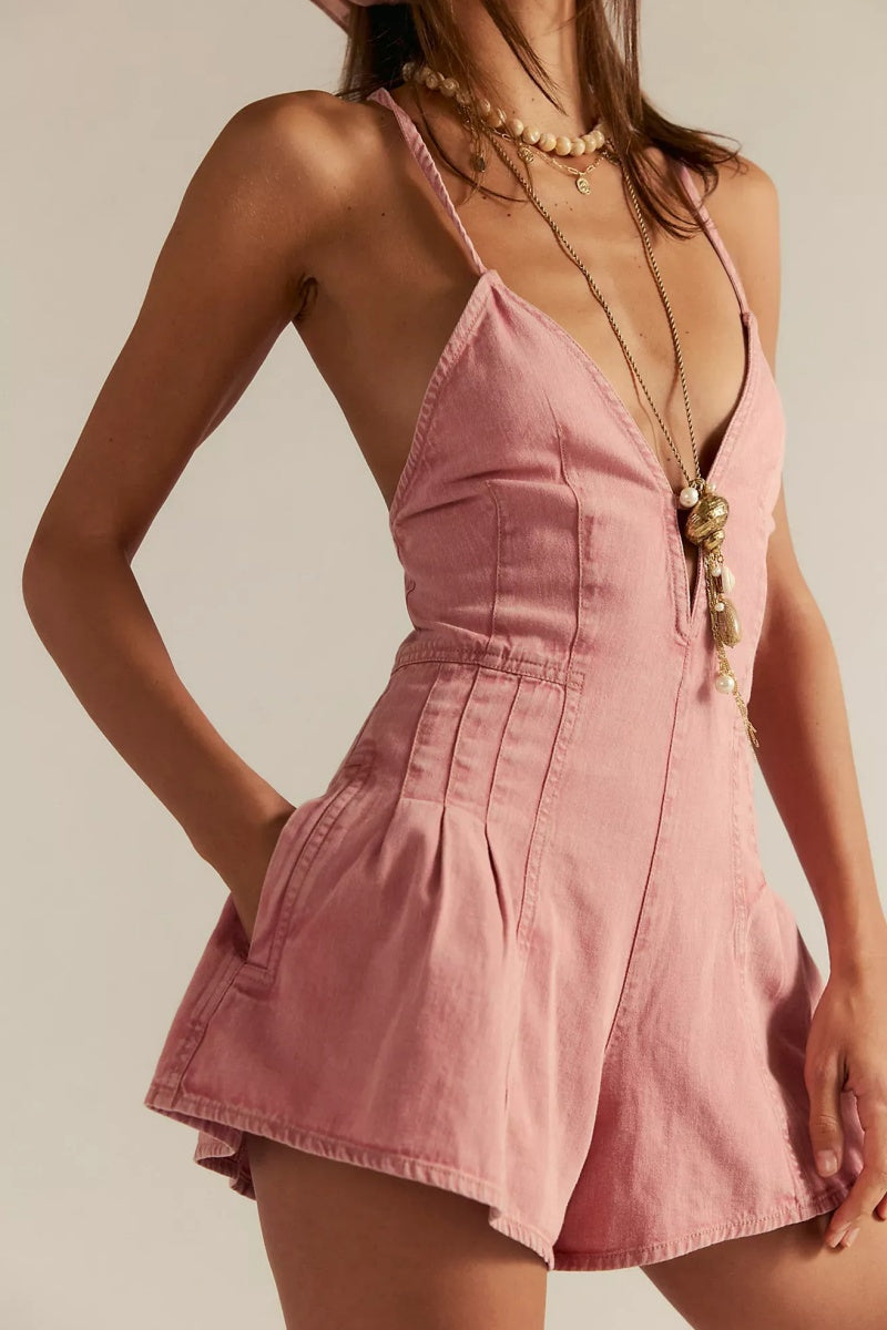 Sara V-neck Ruffle Hem Knit Mini Dress-ROVOLE