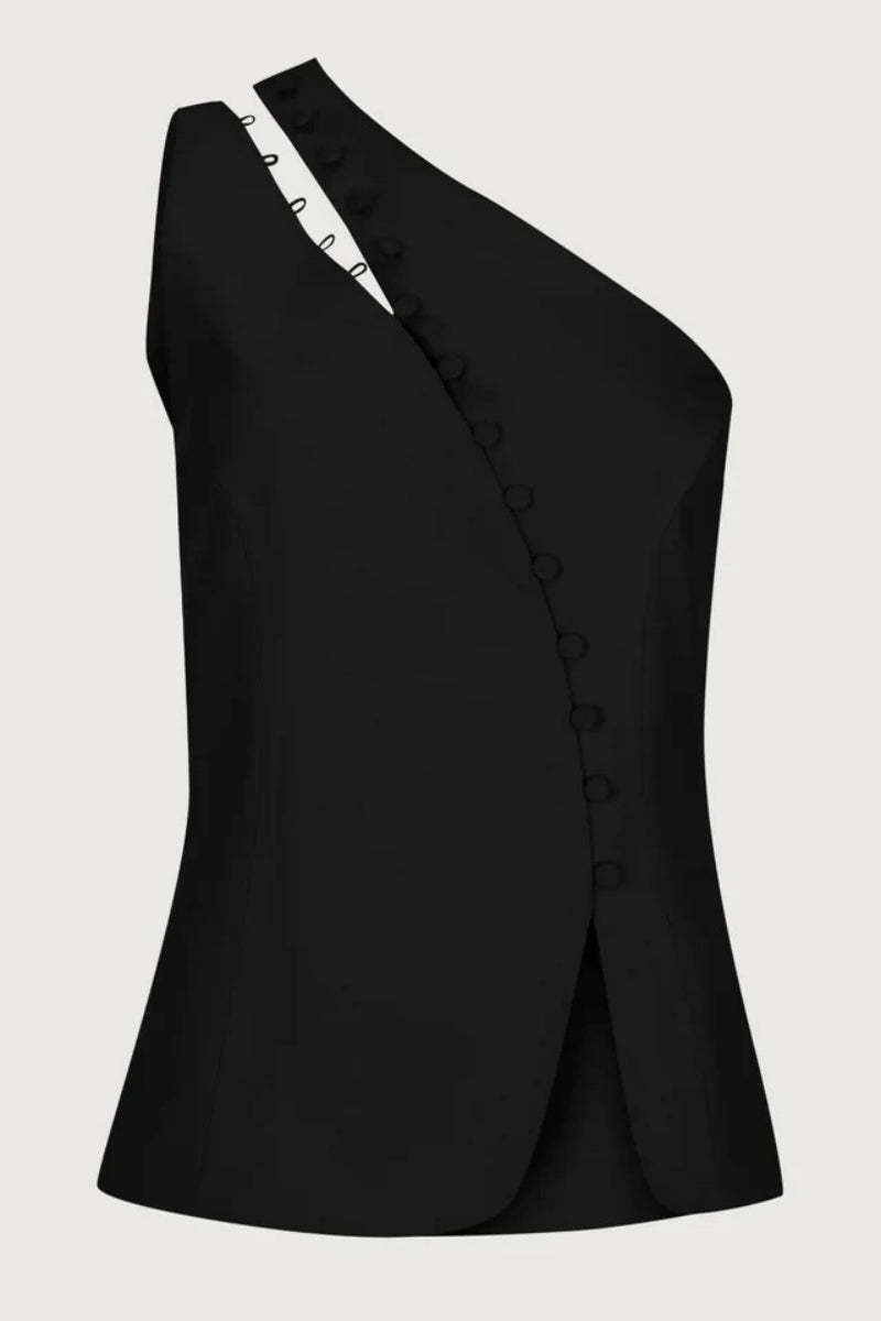 Ascent One-Shoulder Button Detail Top-ROVOLE