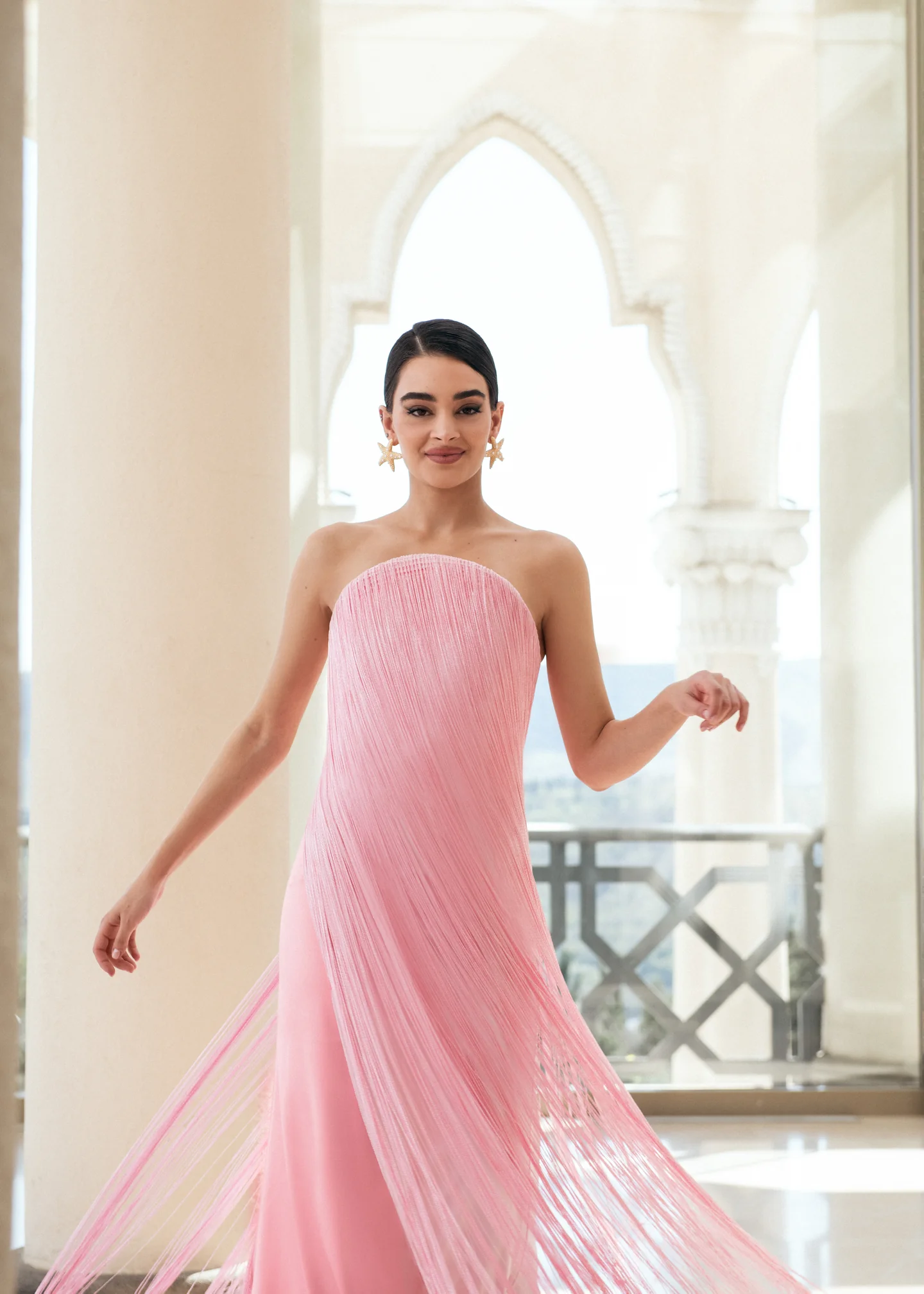 Strapless Fringe Maxi Dress