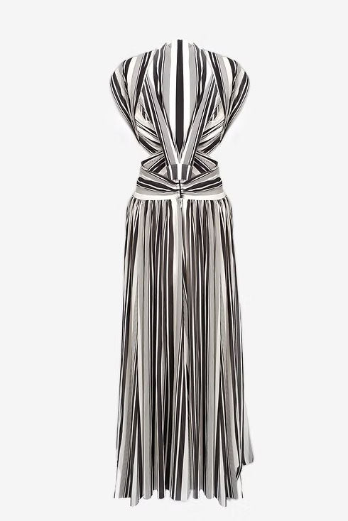 Black-and-White Stripe Tulle Dress-ROVOLE