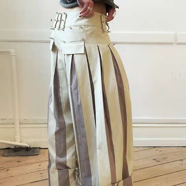 Oversized Stripe Stud-Detail Wide-Leg Pants