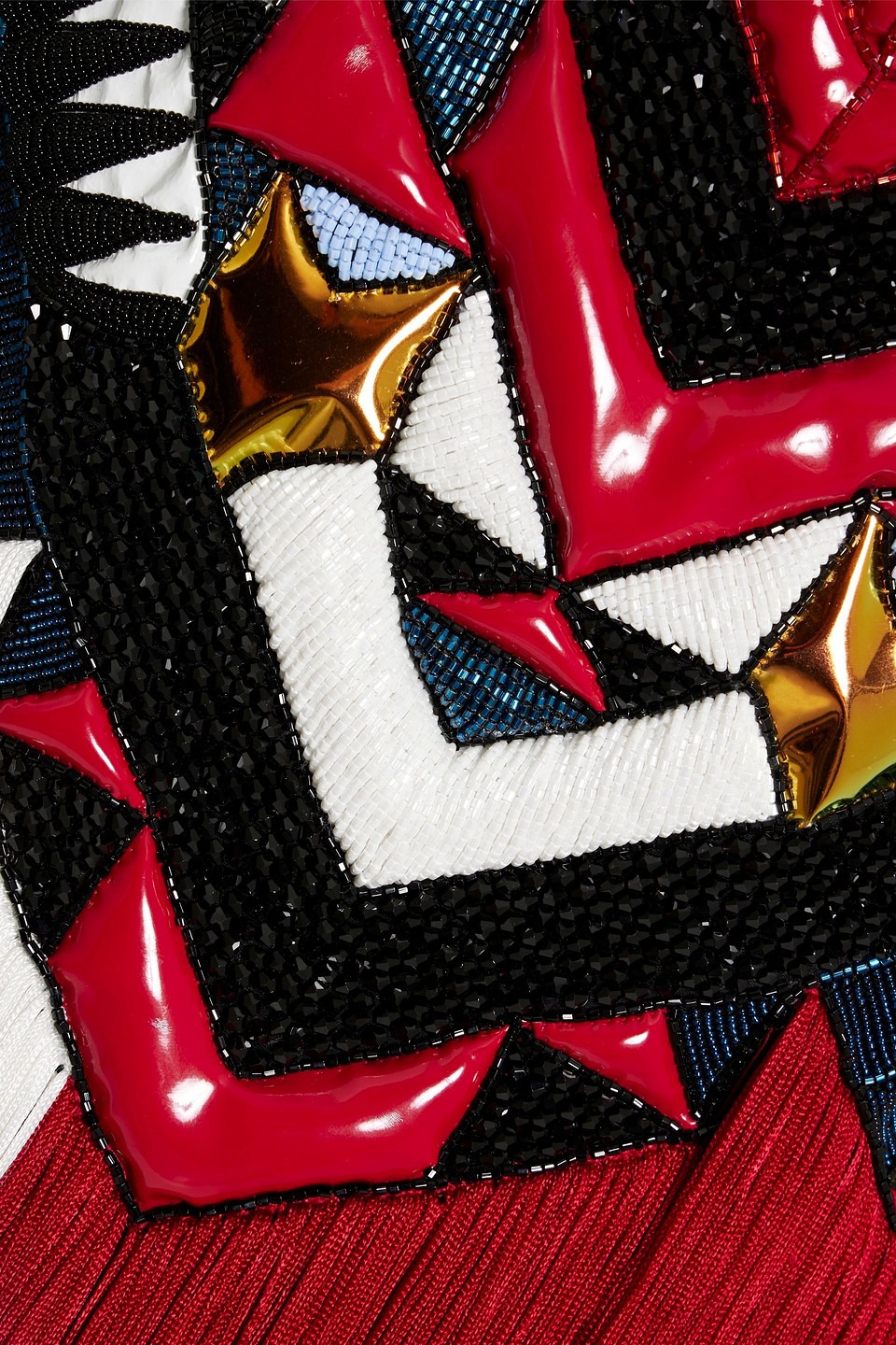 Geo-Pattern Strapless Fringe Mini Dress