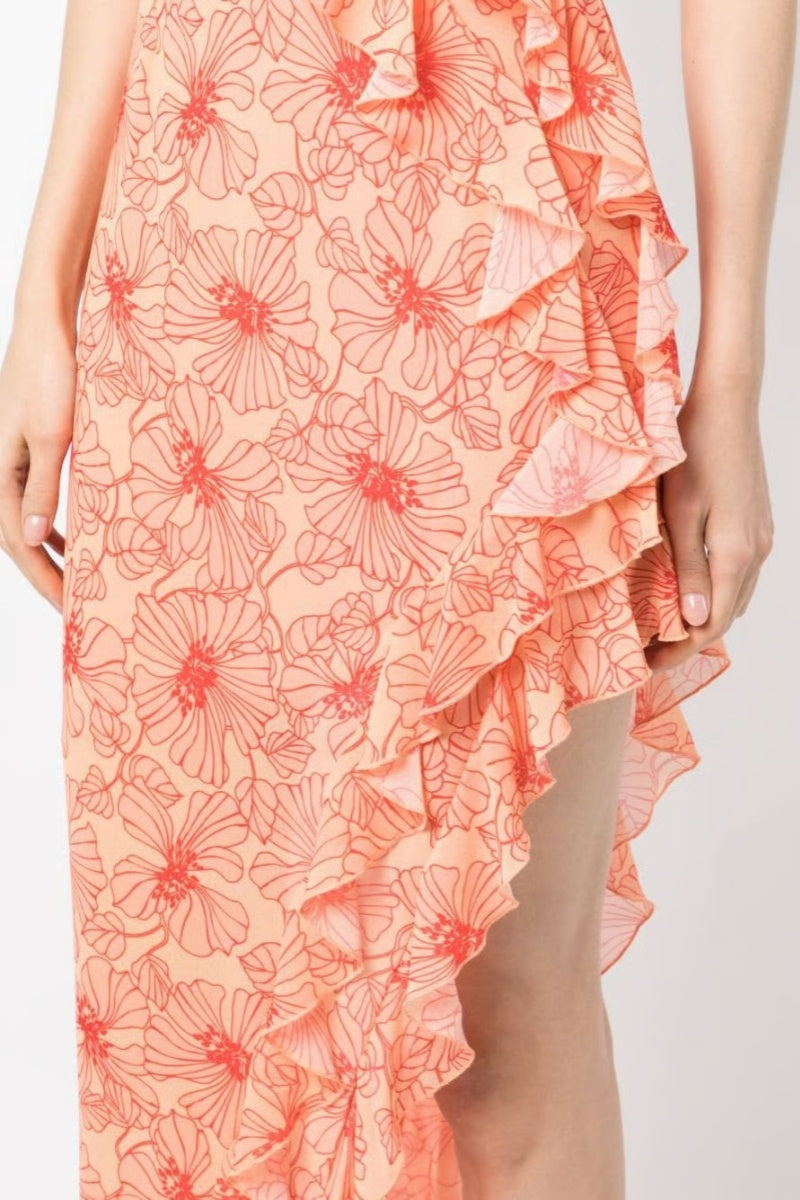 Tranquilla Ruffled Midi  Dress-ROVOLE