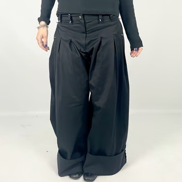 Oversized Stripe Stud-Detail Wide-Leg Pants