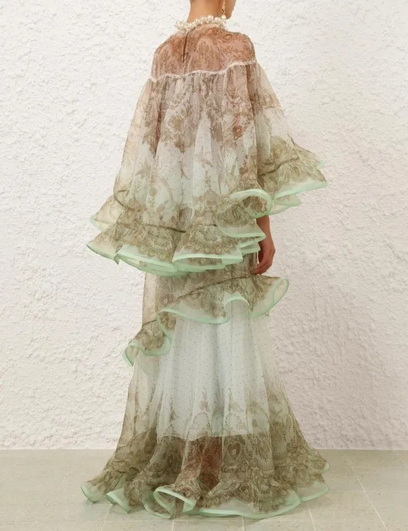 Crush Embellished Blouse & Flutter Maxi Set