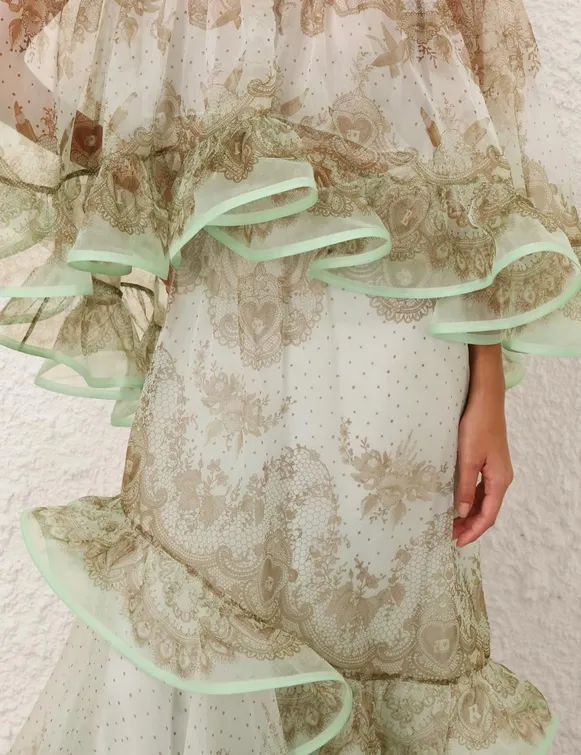 Crush Embellished Blouse & Flutter Maxi Set