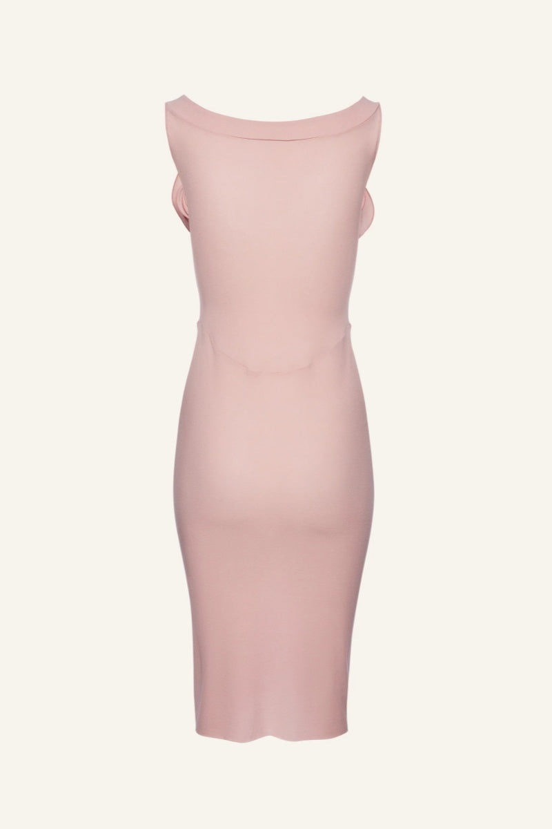 Pink Flower Bustier Midi Dress-ROVOLE