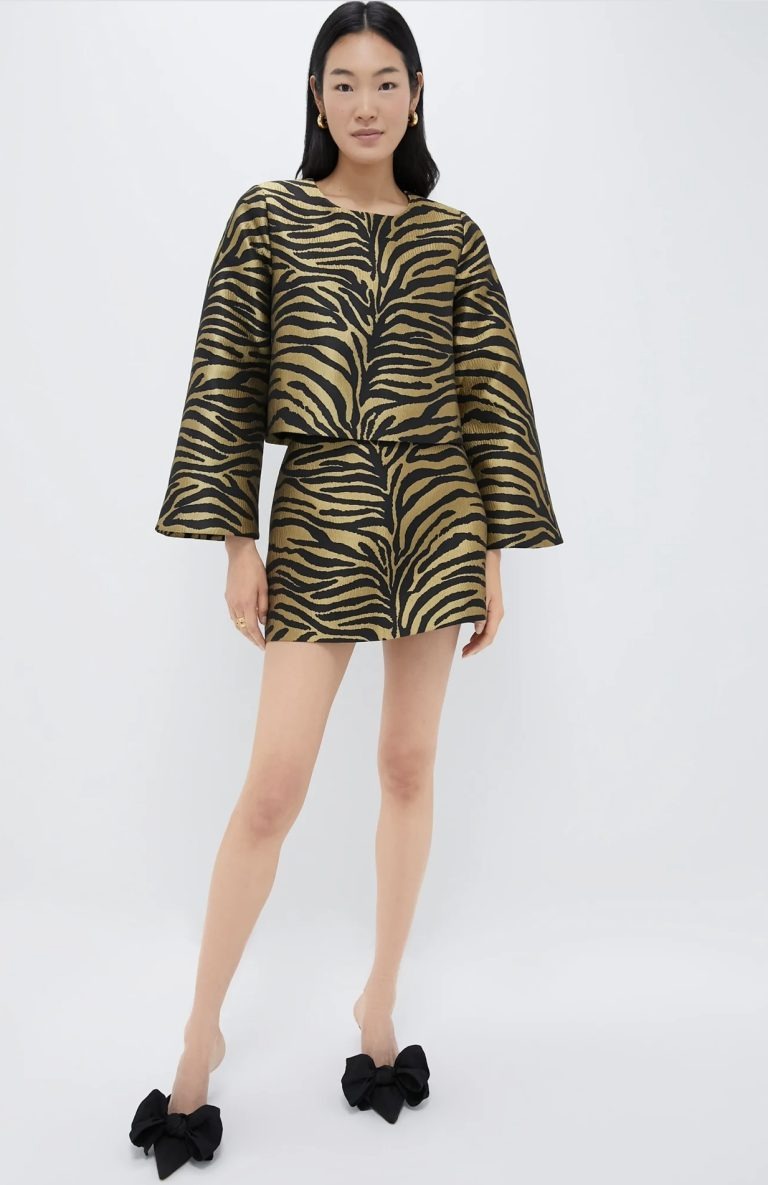 Sleek Zebra Bell-Sleeve Two-Piece Set