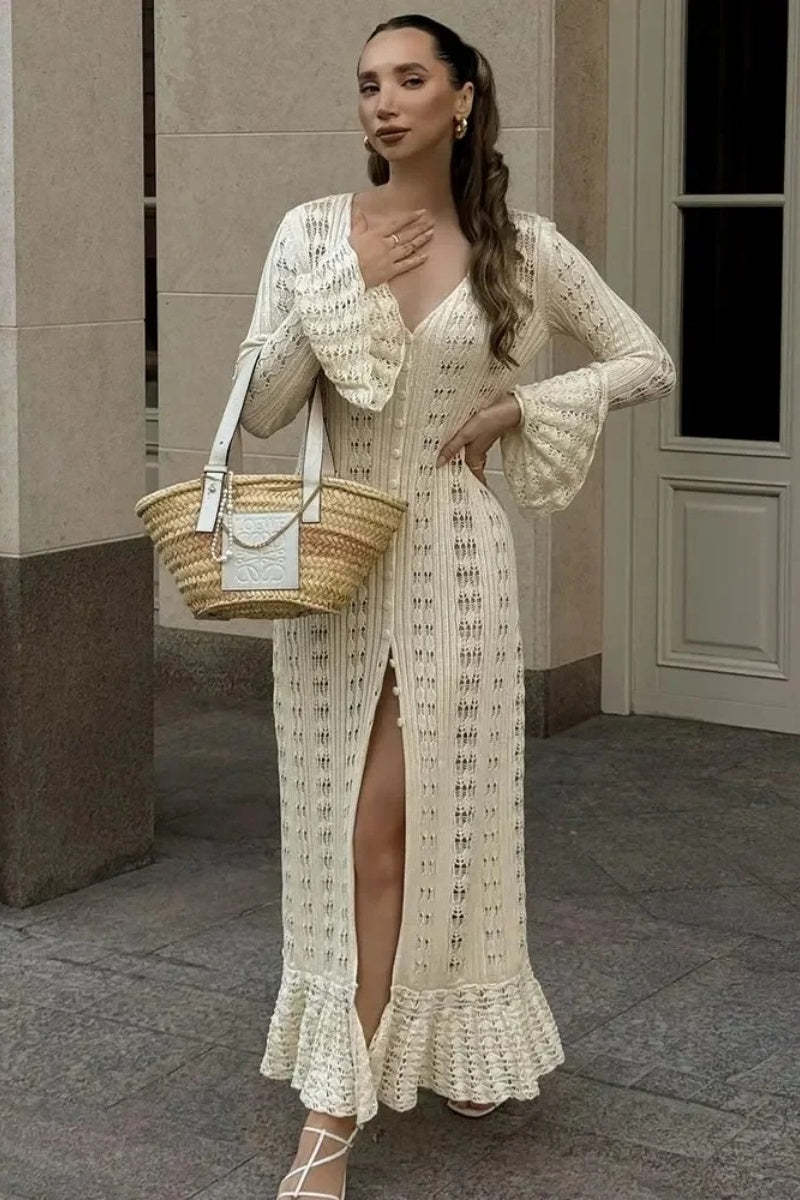 Boho Chic Long Cardigan With Buttons-ROVOLE