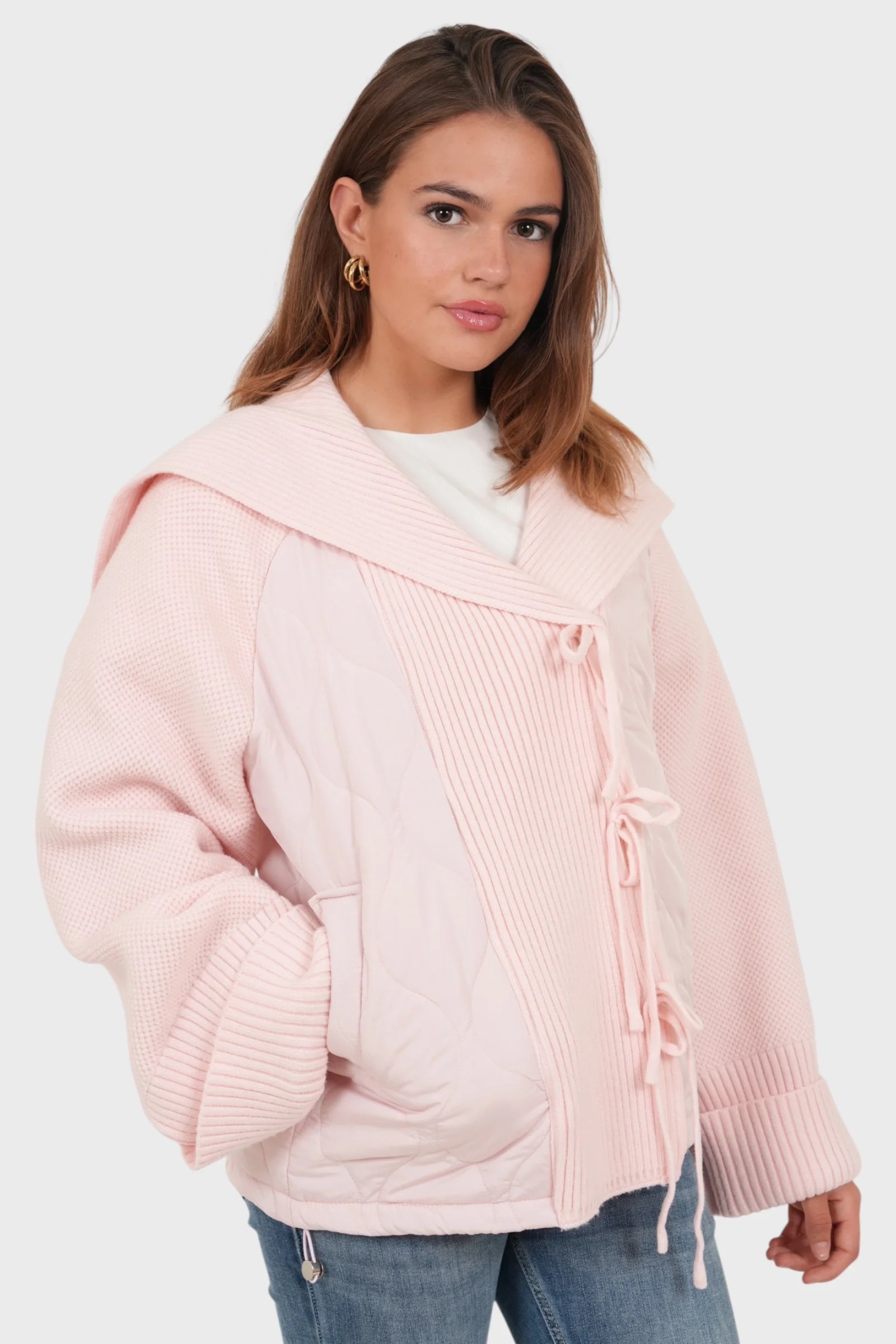 Knitted Patchwork Pink Jacket
