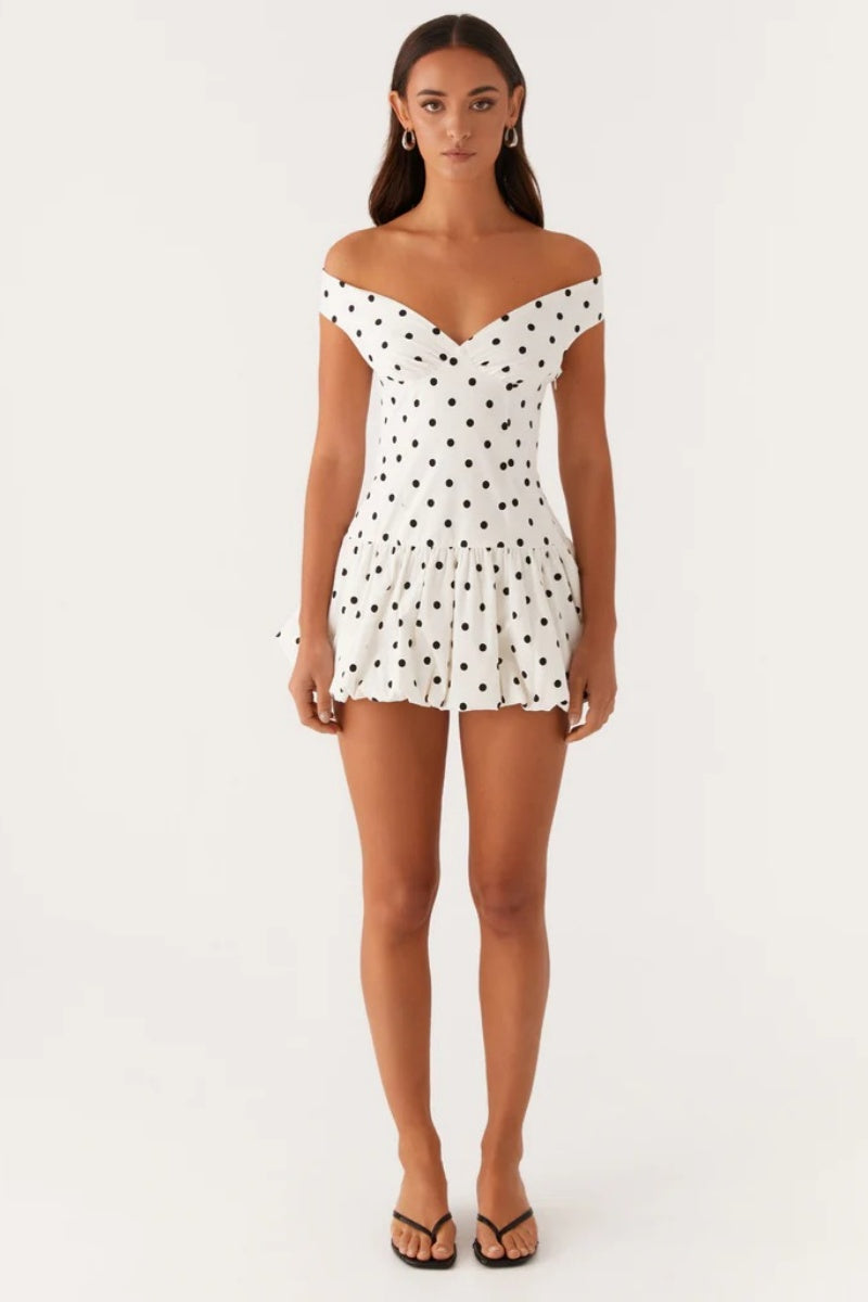 Endless Romance Off Shoulder Mini Dress-ROVOLE
