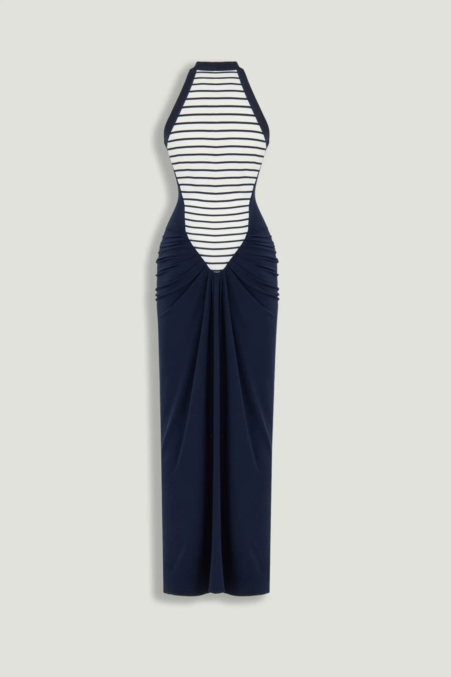 Contrast Stripe Halter Maxi Dress
