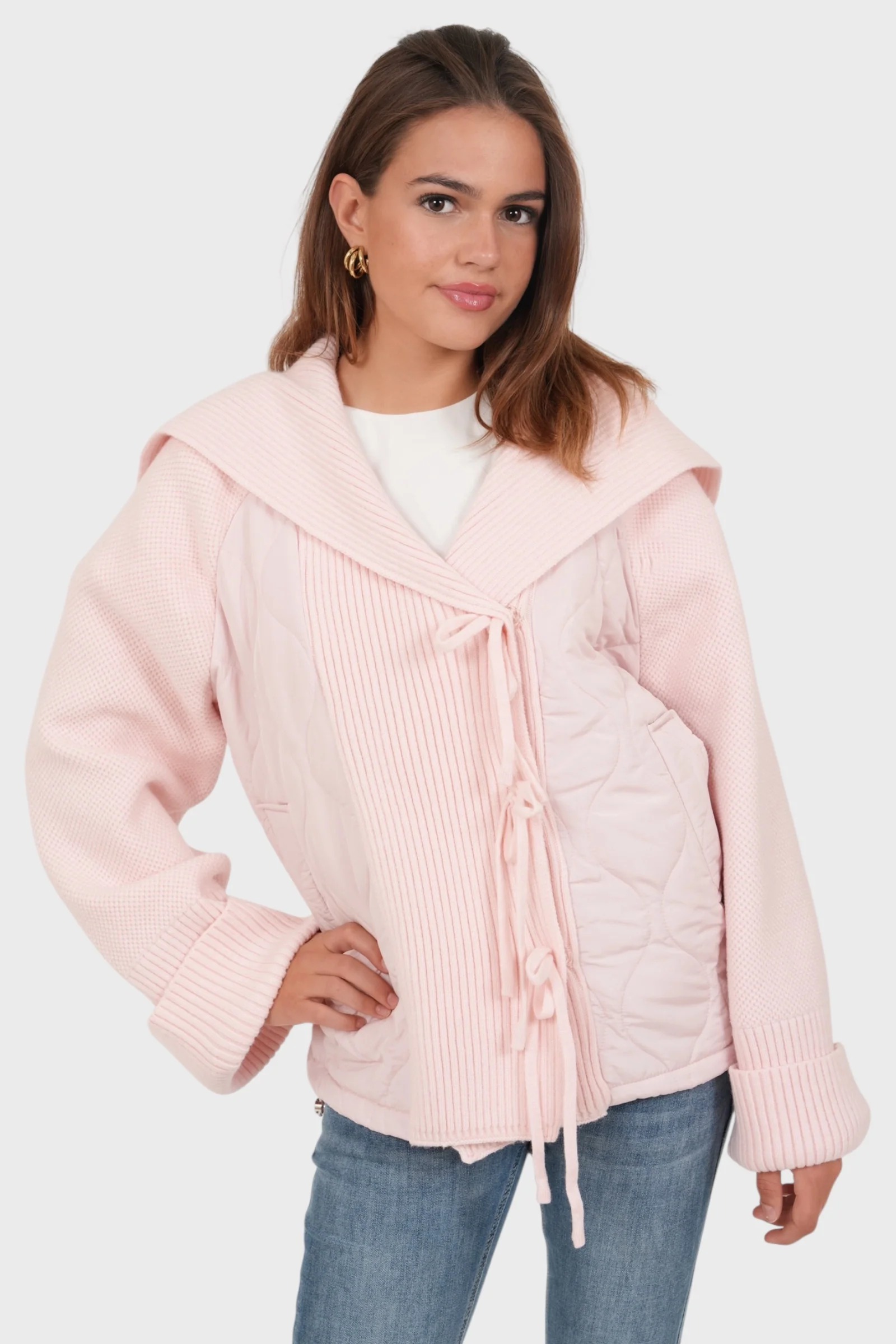 Knitted Patchwork Pink Jacket