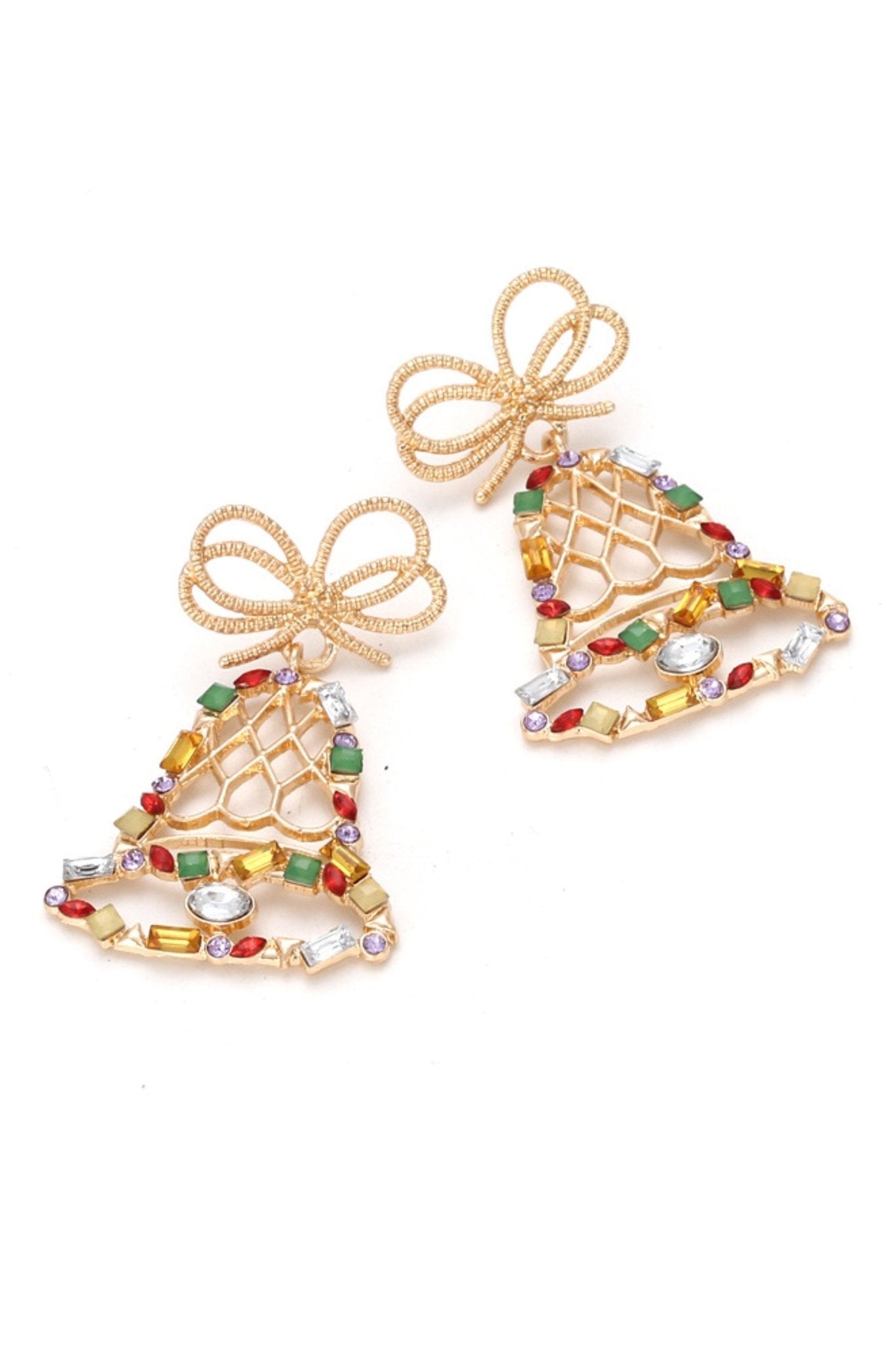 Jingle Bells Diamante Drop Earrings-ROVOLE