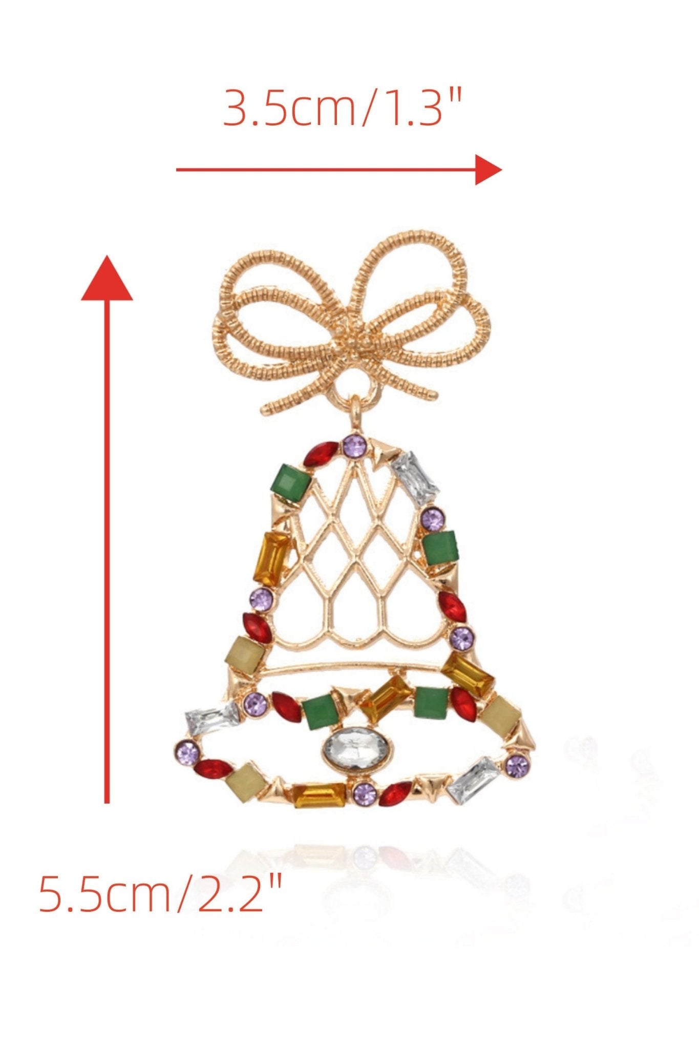 Jingle Bells Diamante Drop Earrings-ROVOLE