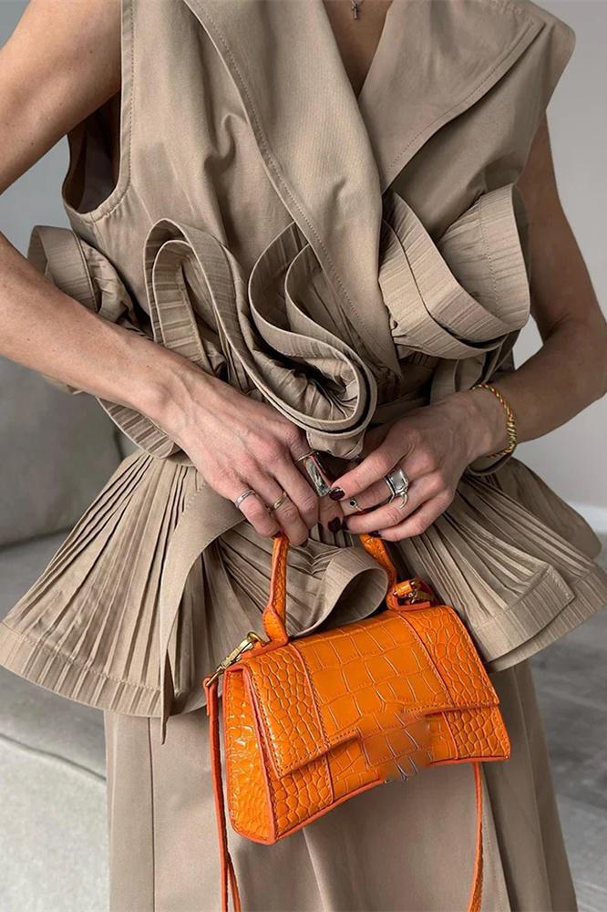 Suzanne Lapel Collar Ruffle Polyester Top-ROVOLE