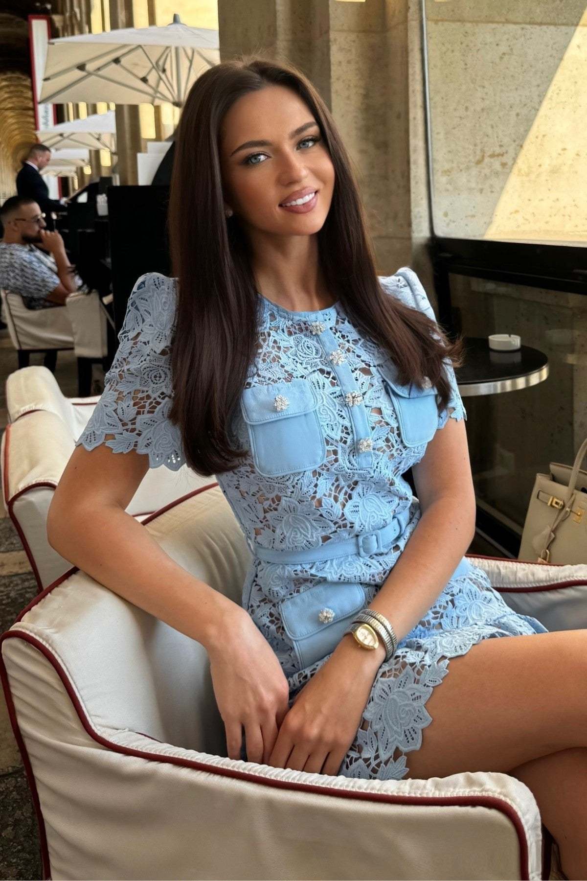 Renata Floral Embroidered Lace Mini Dress-ROVOLE