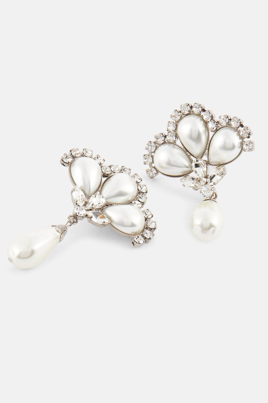 Debby Pearl Diamante Drop Earrings-ROVOLE