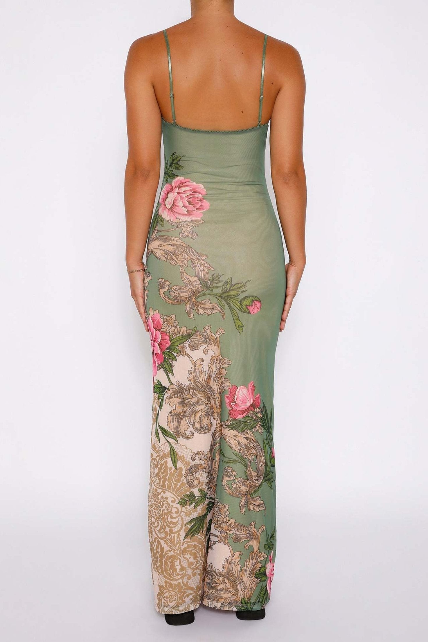 Patti Printed Bodycon Slip Maxi Dress-ROVOLE