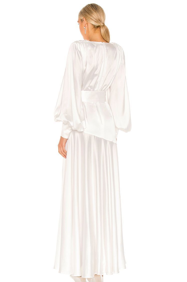 Phoebe V-neck Belted Slit Maxi Dress-ROVOLE