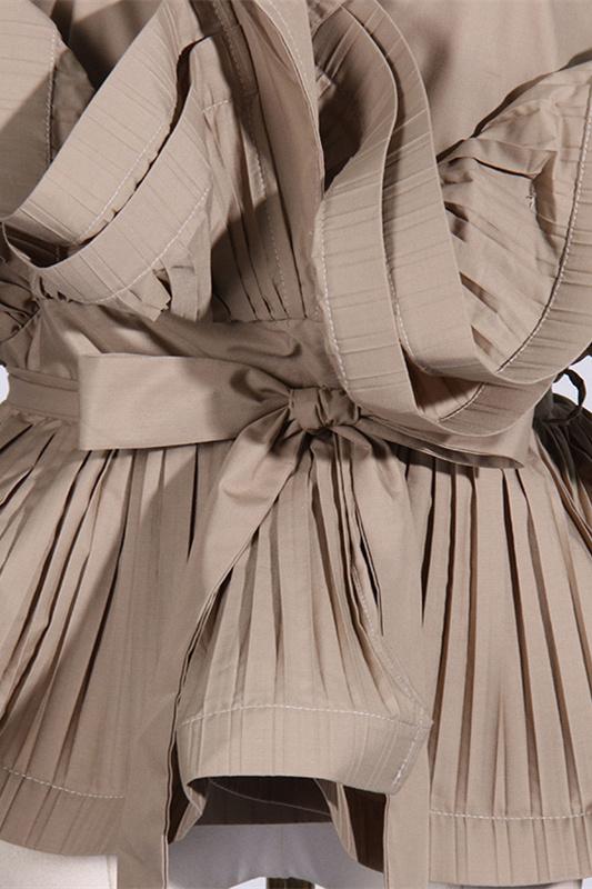 Suzanne Lapel Collar Ruffle Polyester Top-ROVOLE