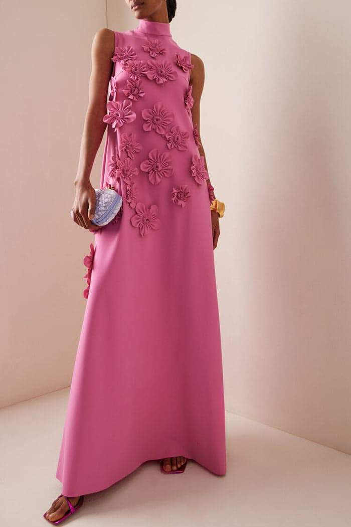 Ethel Flower Embellished Sleeveless Maxi Dress-ROVOLE
