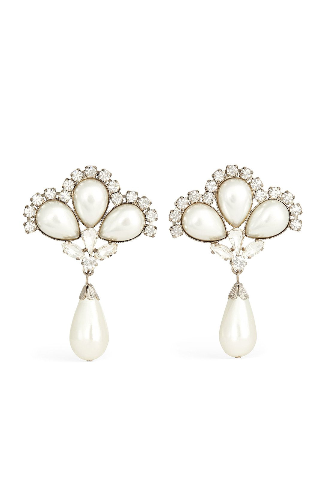 Debby Pearl Diamante Drop Earrings-ROVOLE